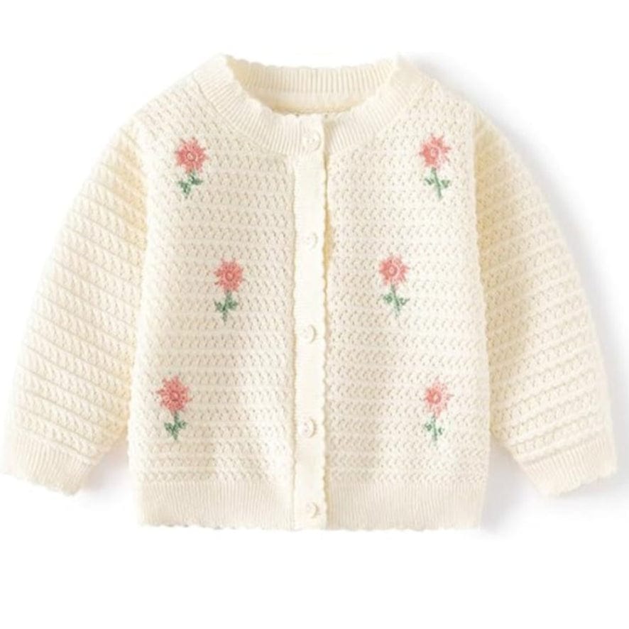 ONEAKIDS Baby & Toddler clothing WHITE / 6-12M Flower Baby Girls' Cardigan