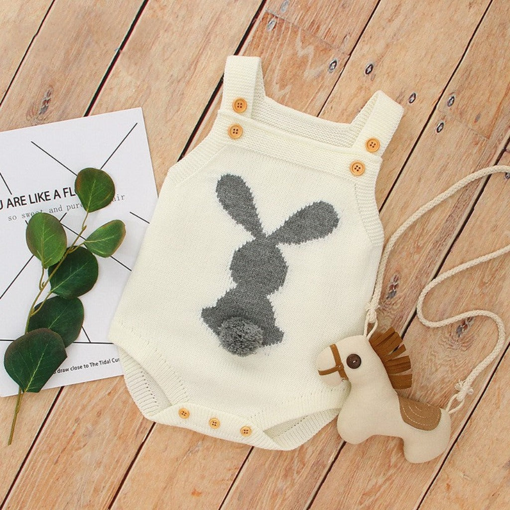 ONEAKIDS Baby & Toddler clothing WHITE / 6-12M Knit Baby and Toddler Rabbit Bodysuit