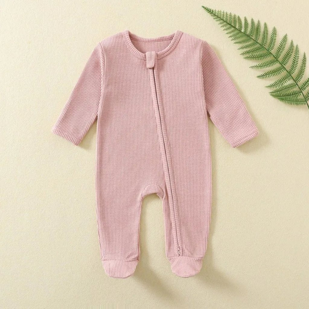 ONEAKIDS Baby & Toddler Outfits 0-3M / PINK Organic Cotton Double Zipper Baby Romper