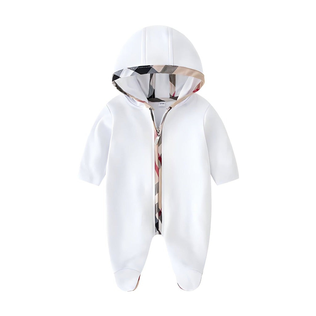 ONEAKIDS Baby & Toddler Outfits 0-3M / WHITE Baby Zipper Hooded Jumpsuit