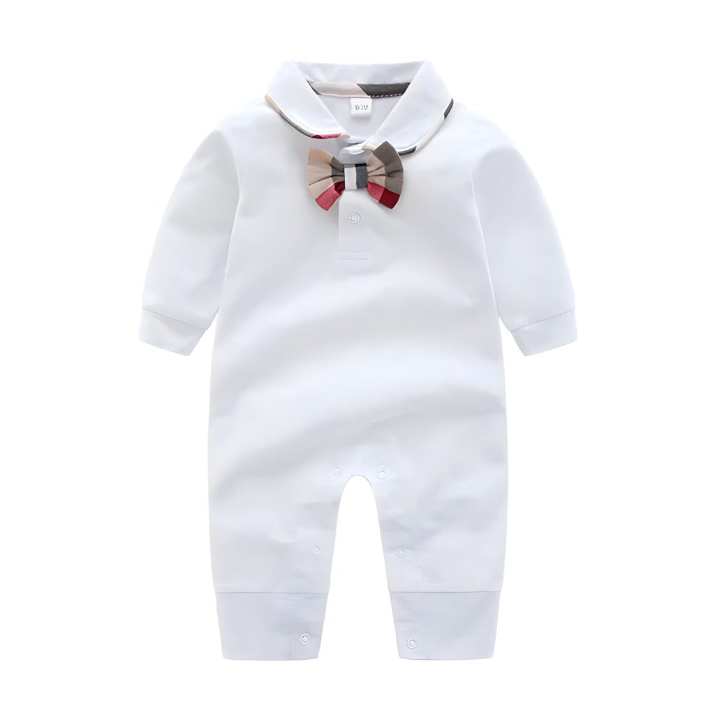 ONEAKIDS Baby & Toddler Outfits 0-3M / WHITE Bow Tie Baby Romper