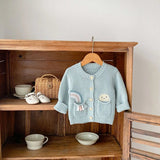 ONEAKIDS Baby & Toddler Outfits 100% Knit Cotton Sage Blue Little girls' Cardigan