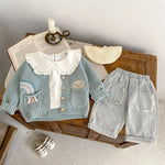 ONEAKIDS Baby & Toddler Outfits 100% Knit Cotton Sage Blue Little girls' Cardigan