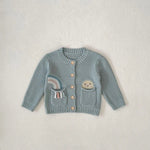 ONEAKIDS Baby & Toddler Outfits 100% Knit Cotton Sage Blue Little girls' Cardigan
