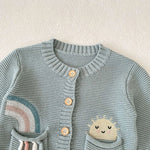 ONEAKIDS Baby & Toddler Outfits 100% Knit Cotton Sage Blue Little girls' Cardigan