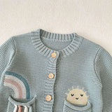 ONEAKIDS Baby & Toddler Outfits 100% Knit Cotton Sage Blue Little girls' Cardigan
