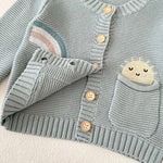ONEAKIDS Baby & Toddler Outfits 100% Knit Cotton Sage Blue Little girls' Cardigan