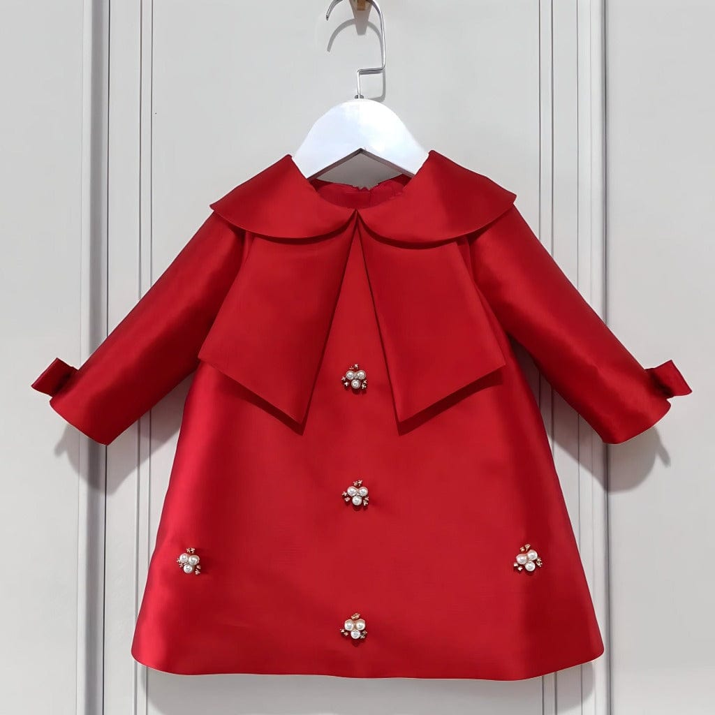 ONEAKIDS Baby & Toddler Outfits 12-18M / RED / LONG SLEEVE Festive Party Girl Dress with Charms
