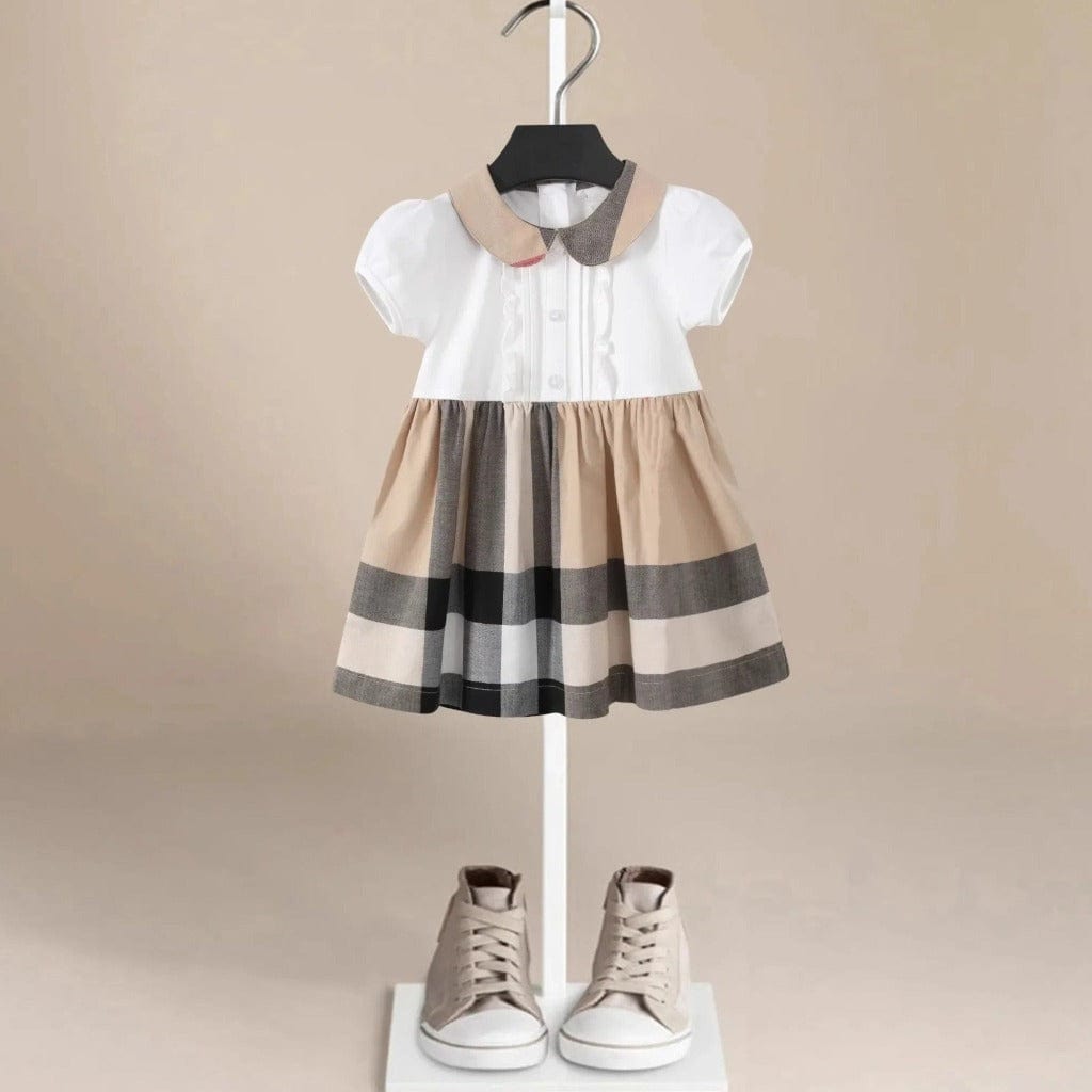 ONEAKIDS Baby & Toddler Outfits 12-18M / WHITE Cannes Beige Plaid Girls' Dress