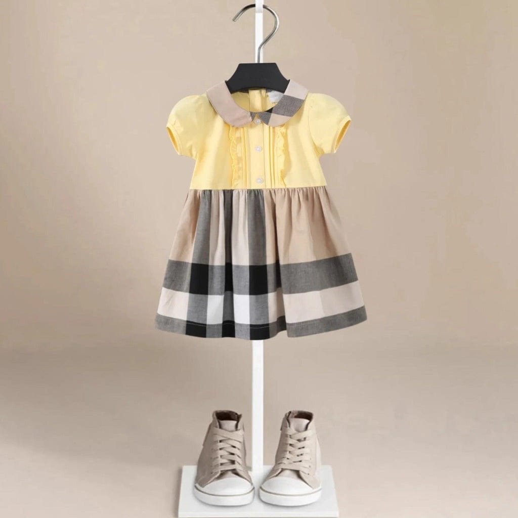 ONEAKIDS Baby & Toddler Outfits 12-18M / YELLOW Cannes Beige Plaid Girls' Dress