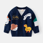 ONEAKIDS Baby & Toddler Outfits 18-24M / BLUE Playful Farm Animal Knit Boys' Cardigan