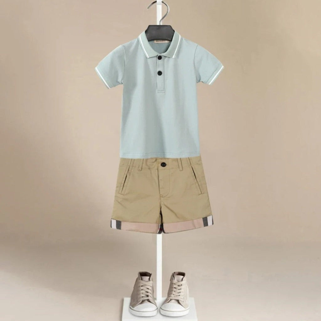 ONEAKIDS Baby & Toddler Outfits 2T / BEIGE Sage Blue Top & Bottom Boys' Set