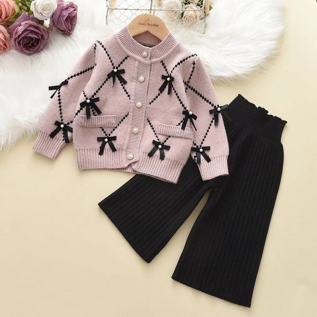ONEAKIDS Baby & Toddler Outfits 2T / PINK Knit Cotton Girls' Set with Pearls