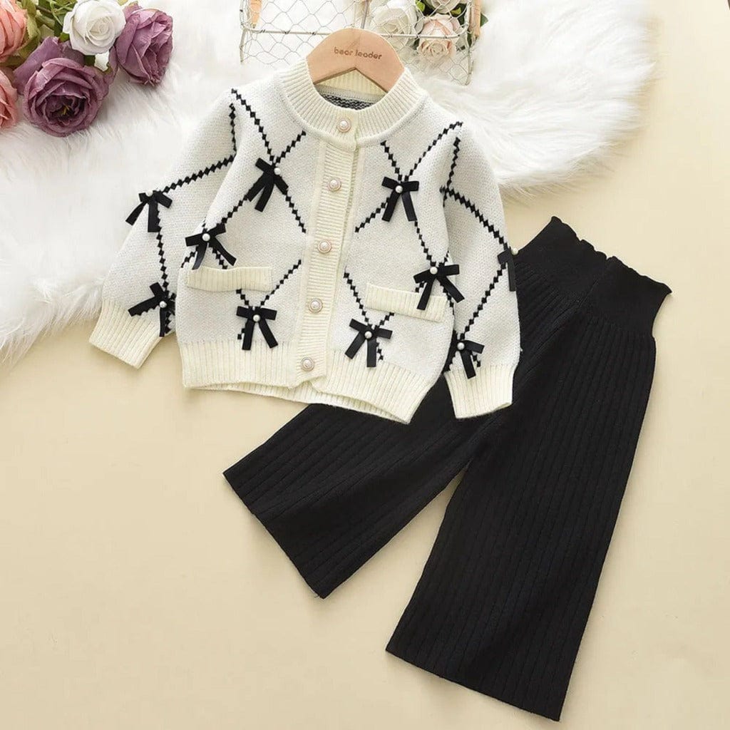 ONEAKIDS Baby & Toddler Outfits 2T / WHITE Knit Cotton Girls' Set with Pearls