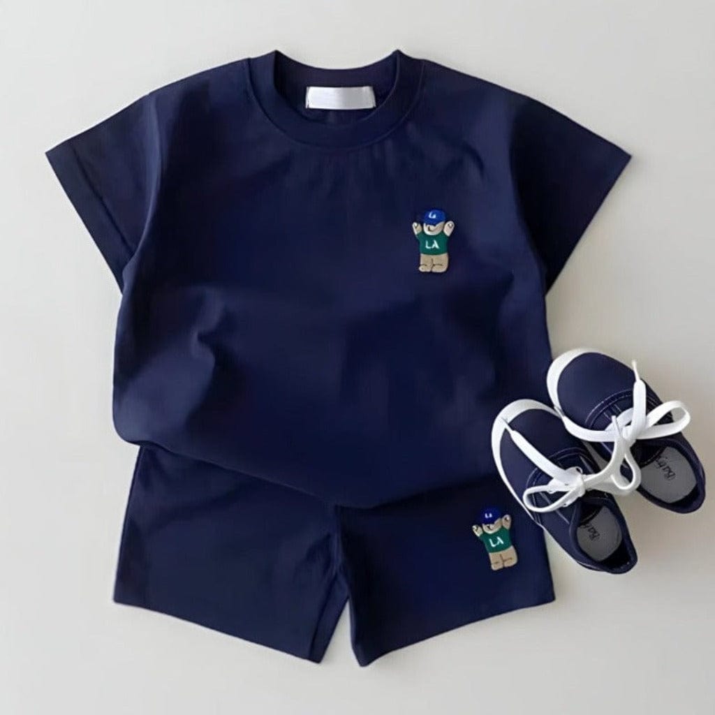 ONEAKIDS Baby & Toddler Outfits 6-12M / BLUE LA Bear Shorts & T-Shirt Unisex Matching Set