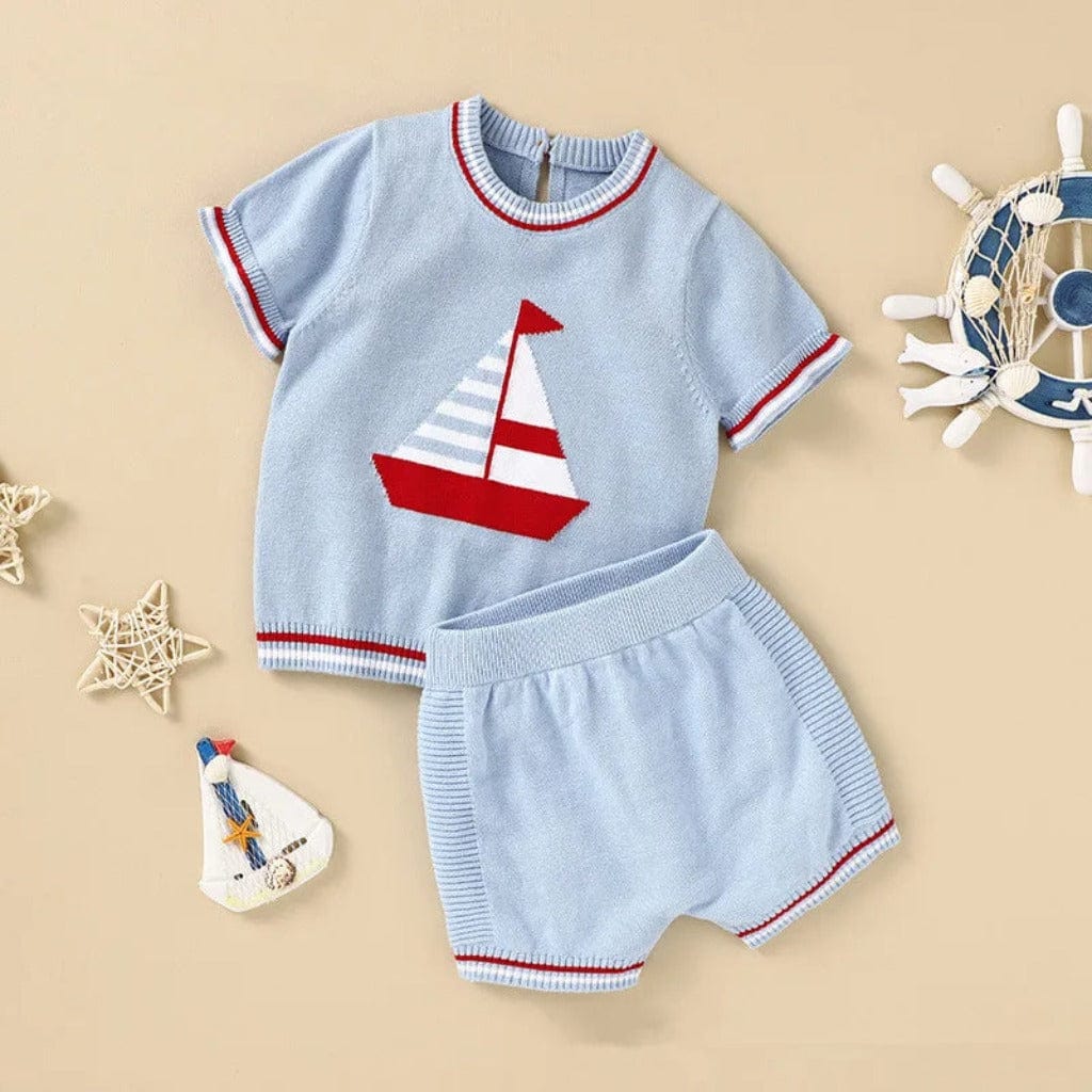 ONEAKIDS Baby & Toddler Outfits 6-12M / BLUE Little Sailors' Baby and Toddler Knit Set