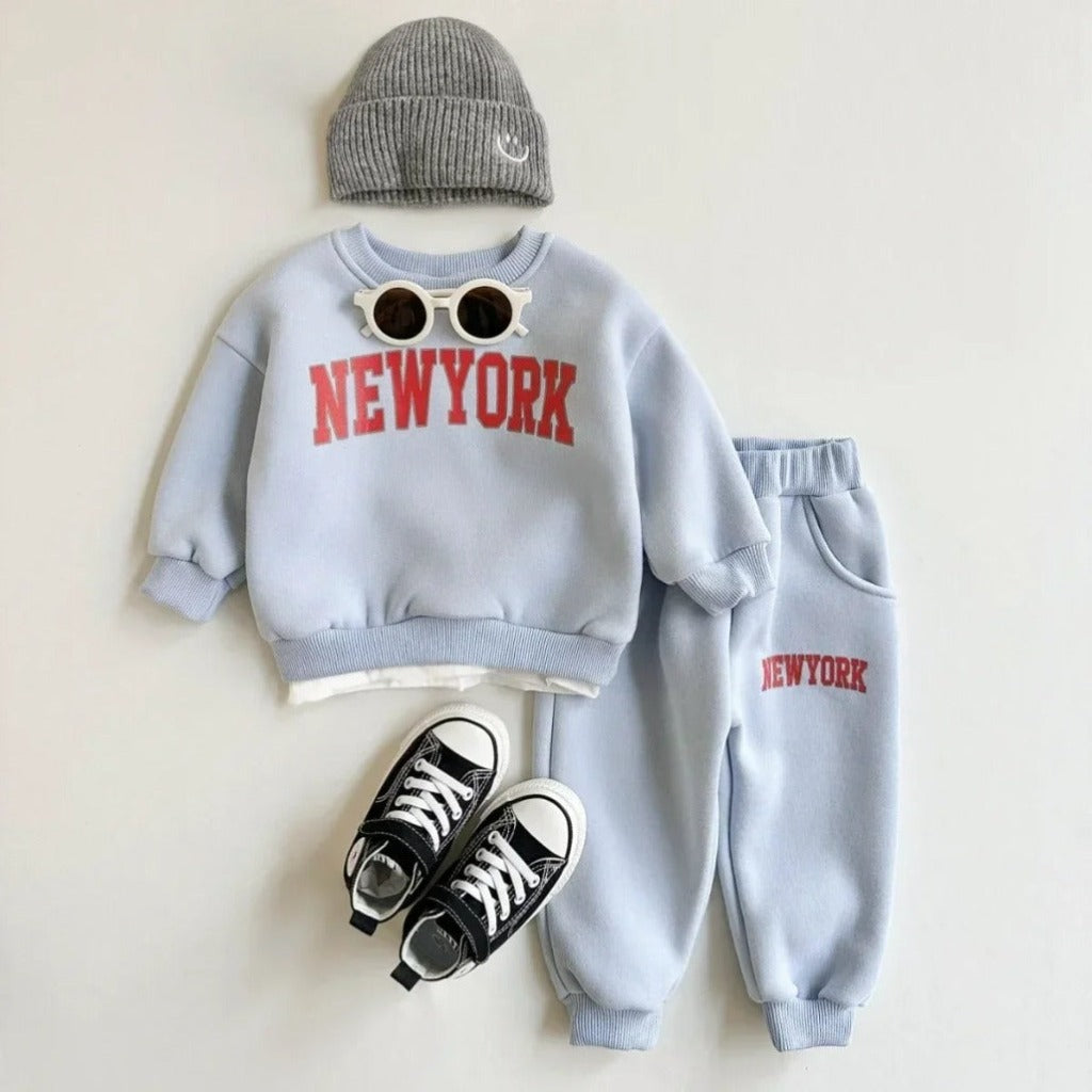 ONEAKIDS Baby & Toddler Outfits 6-12M / BLUE NYC Unisex Matching Top & Bottom Set