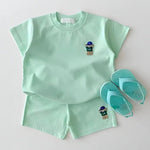 ONEAKIDS Baby & Toddler Outfits 6-12M / GREEN LA Bear Shorts & T-Shirt Unisex Matching Set