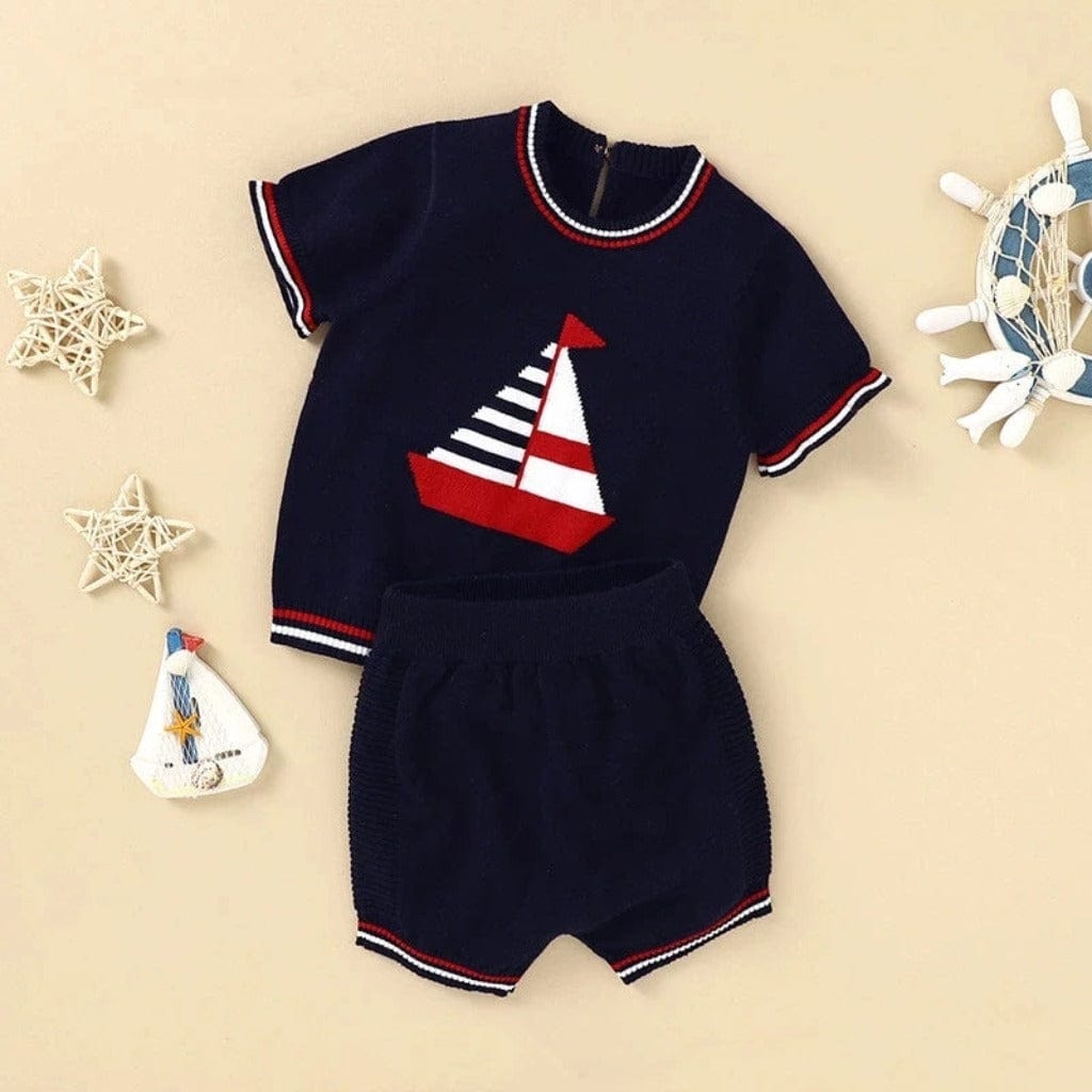 ONEAKIDS Baby & Toddler Outfits 6-12M / NAVY Little Sailors' Baby and Toddler Knit Set