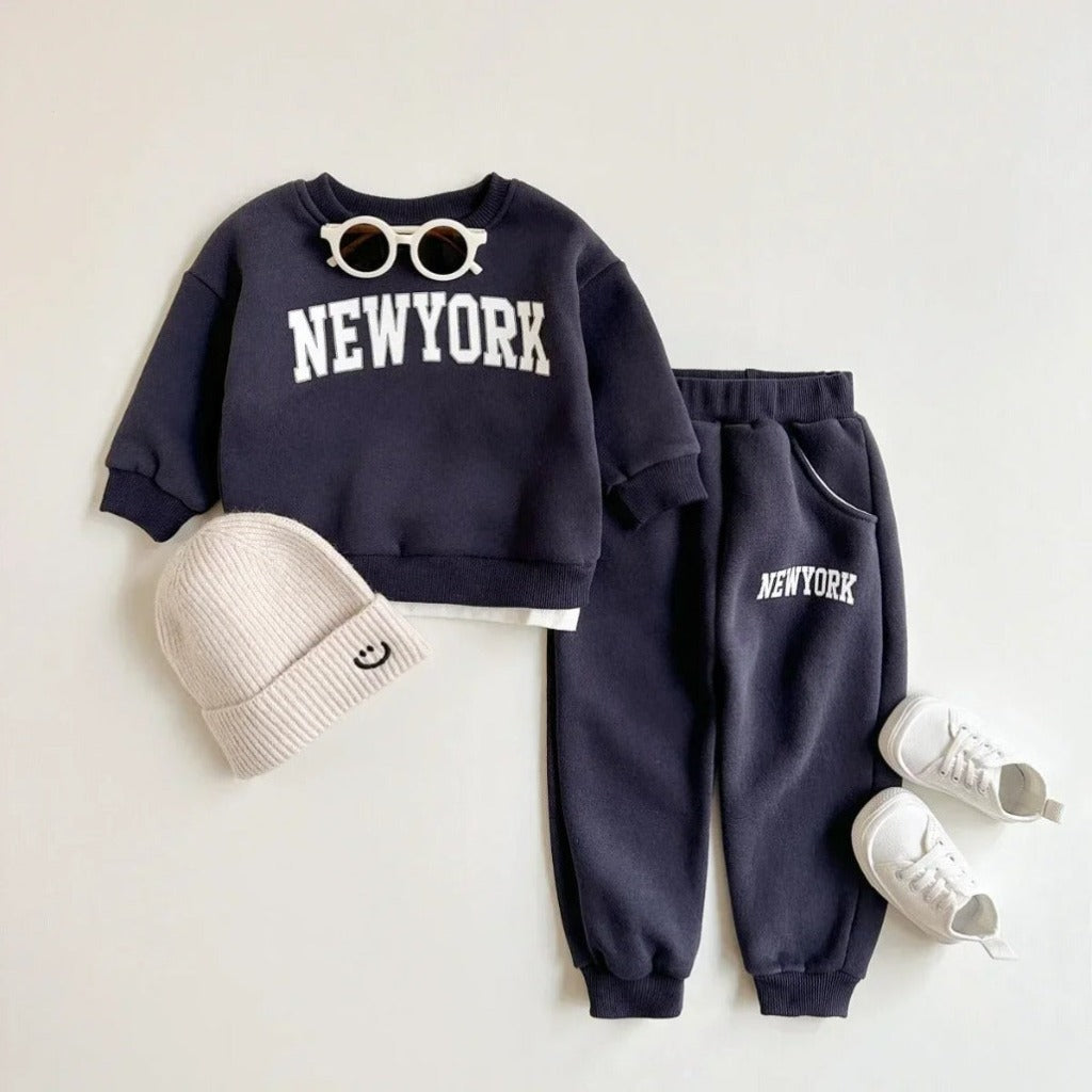 ONEAKIDS Baby & Toddler Outfits 6-12M / NAVY NYC Unisex Matching Top & Bottom Set