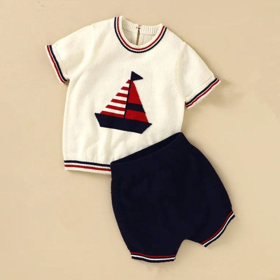 ONEAKIDS Baby & Toddler Outfits 6-12M / WHITE Little Sailors' Baby and Toddler Knit Set