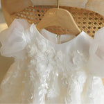ONEAKIDS Baby & Toddler Outfits All White Tulle Flower Girl Dress with Ribbon Bow