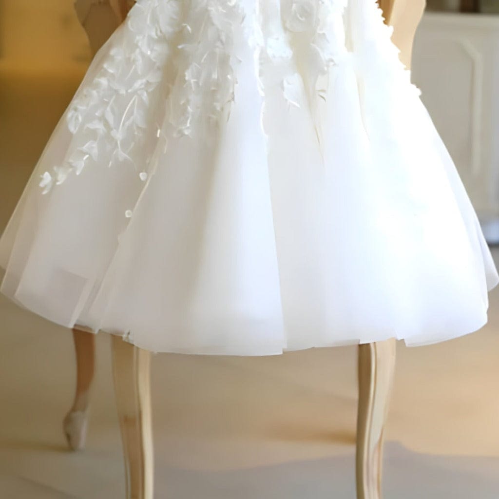 ONEAKIDS Baby & Toddler Outfits All White Tulle Flower Girl Dress with Ribbon Bow