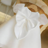 ONEAKIDS Baby & Toddler Outfits All White Tulle Flower Girl Dress with Ribbon Bow