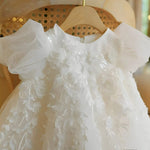 ONEAKIDS Baby & Toddler Outfits All White Tulle Flower Girl Dress with Ribbon Bow