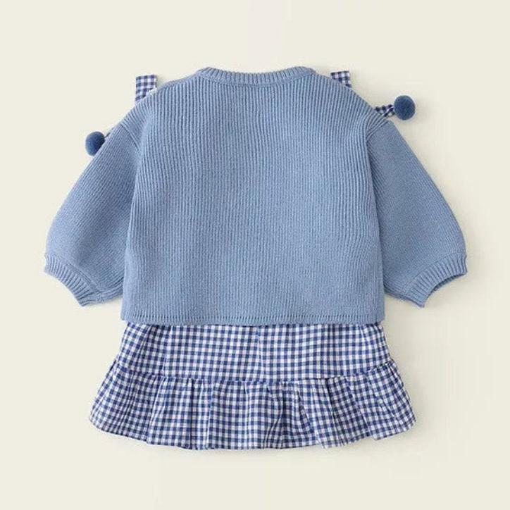 ONEAKIDS Baby & Toddler Outfits Baby Blue Cardigan and Dress Set