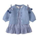 ONEAKIDS Baby & Toddler Outfits Baby Blue Cardigan and Dress Set