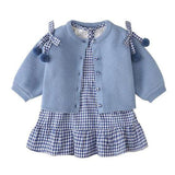ONEAKIDS Baby & Toddler Outfits Baby Blue Cardigan and Dress Set