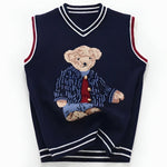 ONEAKIDS Baby & Toddler Outfits Bear Knit Cotton Sleeveless Pullover in Navy Blue