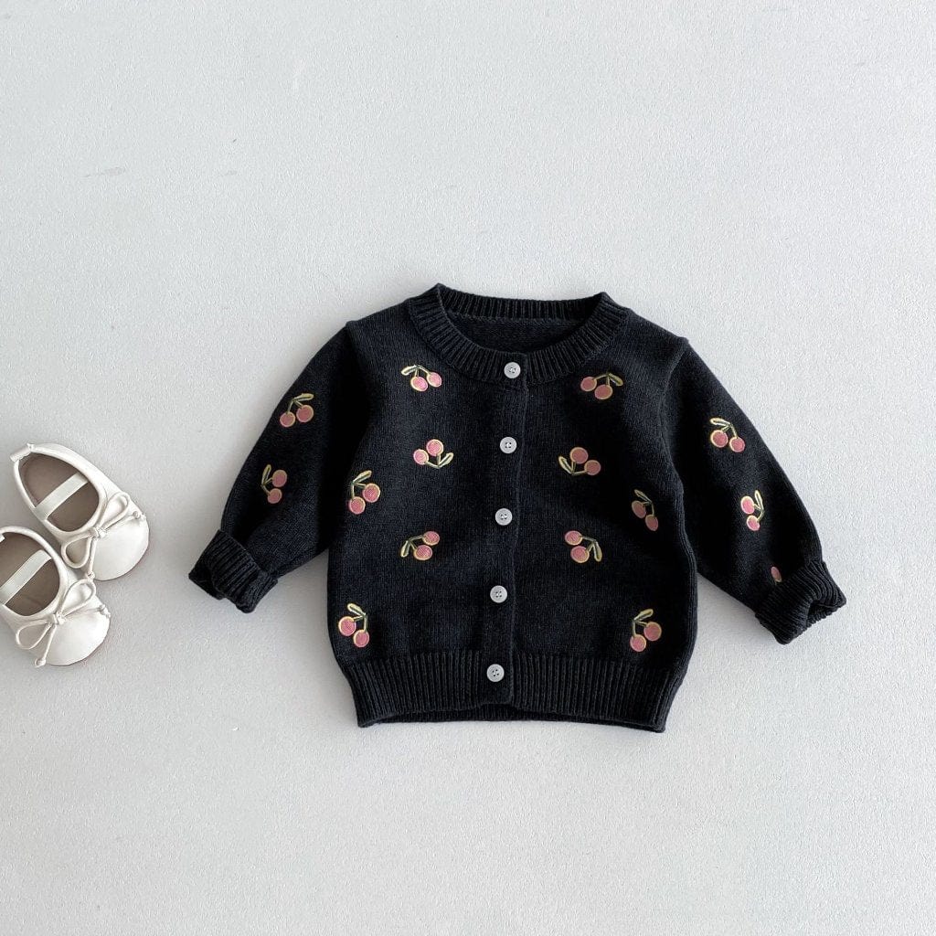 ONEAKIDS Baby & Toddler Outfits BLACK / 0-3M Cherry Button Down Little Girls' Cardigan