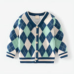 ONEAKIDS Baby & Toddler Outfits BLUE / 18-24M Boy's Argyle Cardigan