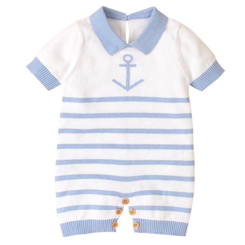 ONEAKIDS Baby & Toddler Outfits BLUE / 6-12M Unisex Sailor Marine Baby Romper