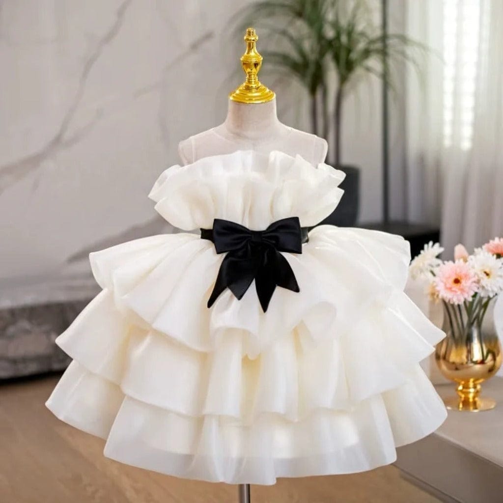 ONEAKIDS Baby & Toddler Outfits Champagne White Sleeveless Flower Girl Dress