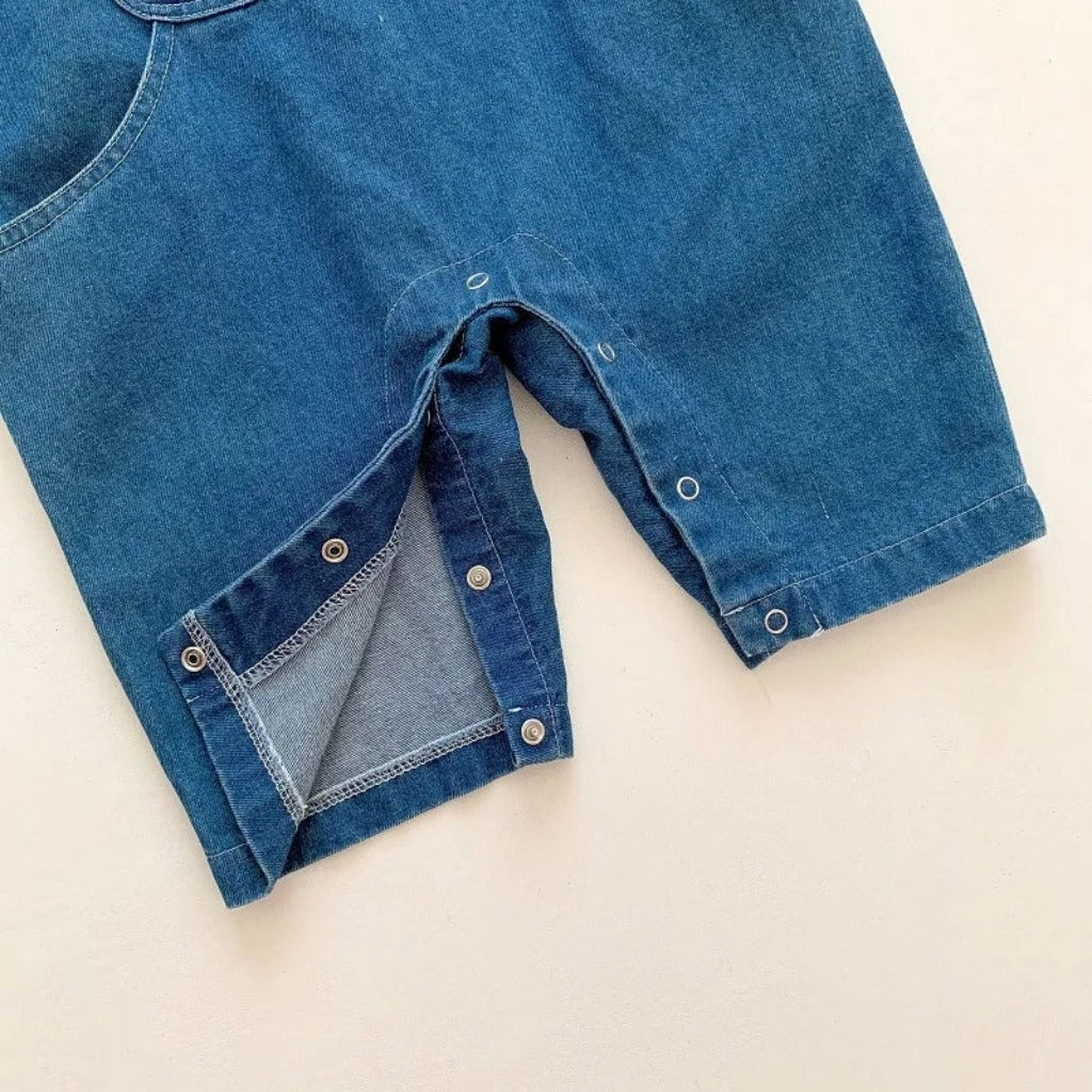 ONEAKIDS Baby & Toddler Outfits Denim Bear Baby Jumpsuit & Striped T-Shirt Set