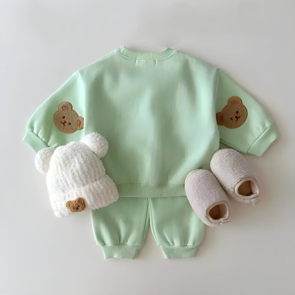 ONEAKIDS Baby & Toddler Outfits GREEN / 9-12M Bear Sleeves Unisex Sweatshirt and Sweatpants Set