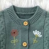 ONEAKIDS Baby & Toddler Outfits Green Floral Embroidered Cardigan