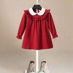 ONEAKIDS Baby & Toddler Outfits LONG SLEEVE / 12-18M Bib Collar Monaco Girls' Dress in Red
