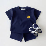 ONEAKIDS Baby & Toddler Outfits NAVY / 12-18M Unisex Smile Emoji Unisex Top & Shorts Set