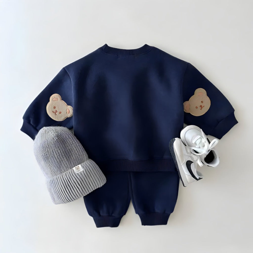 ONEAKIDS Baby & Toddler Outfits NAVY / 9-12M Bear Sleeves Unisex Sweatshirt and Sweatpants Set