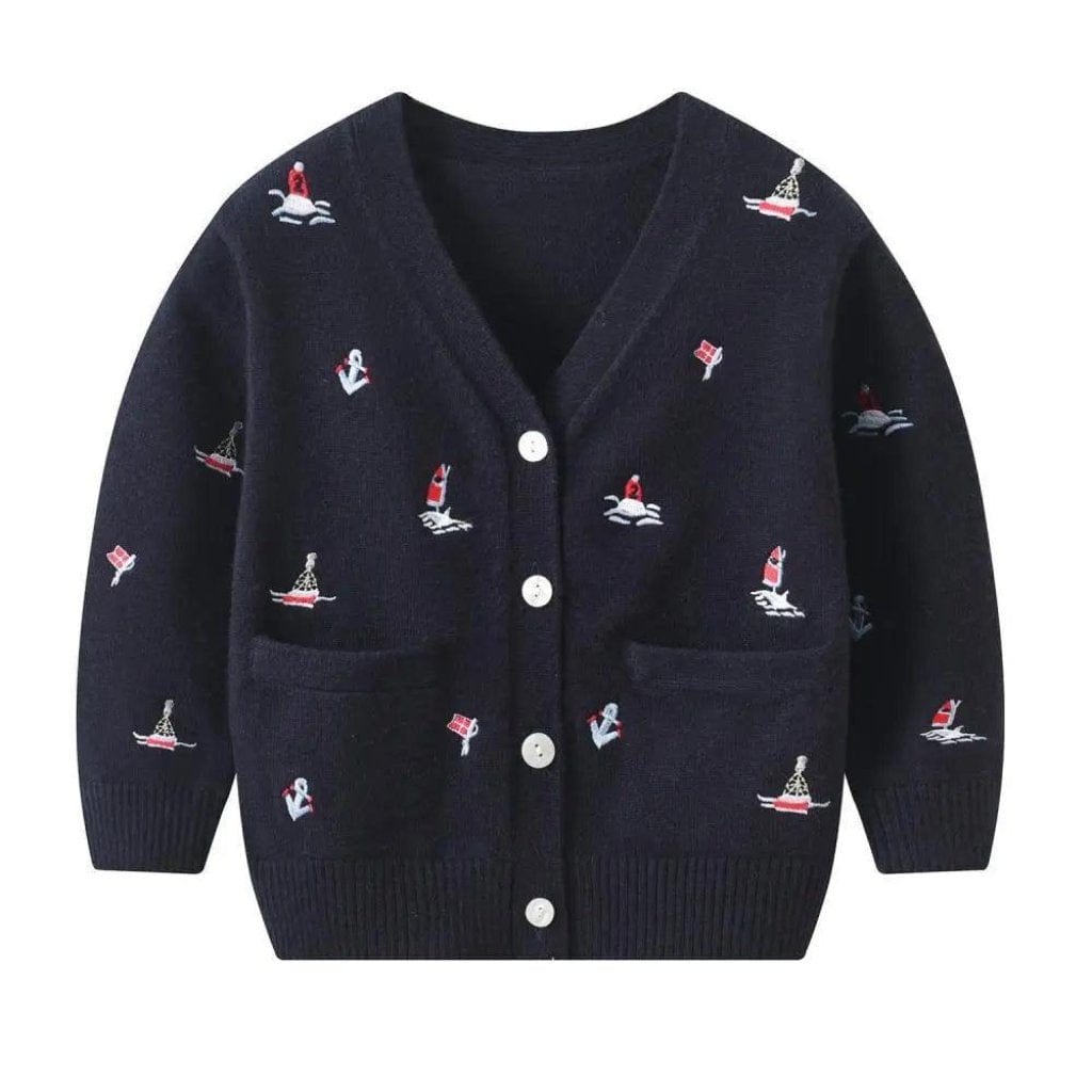 ONEAKIDS Baby & Toddler Outfits Navy-Blue Sailor Cardigan for little boys