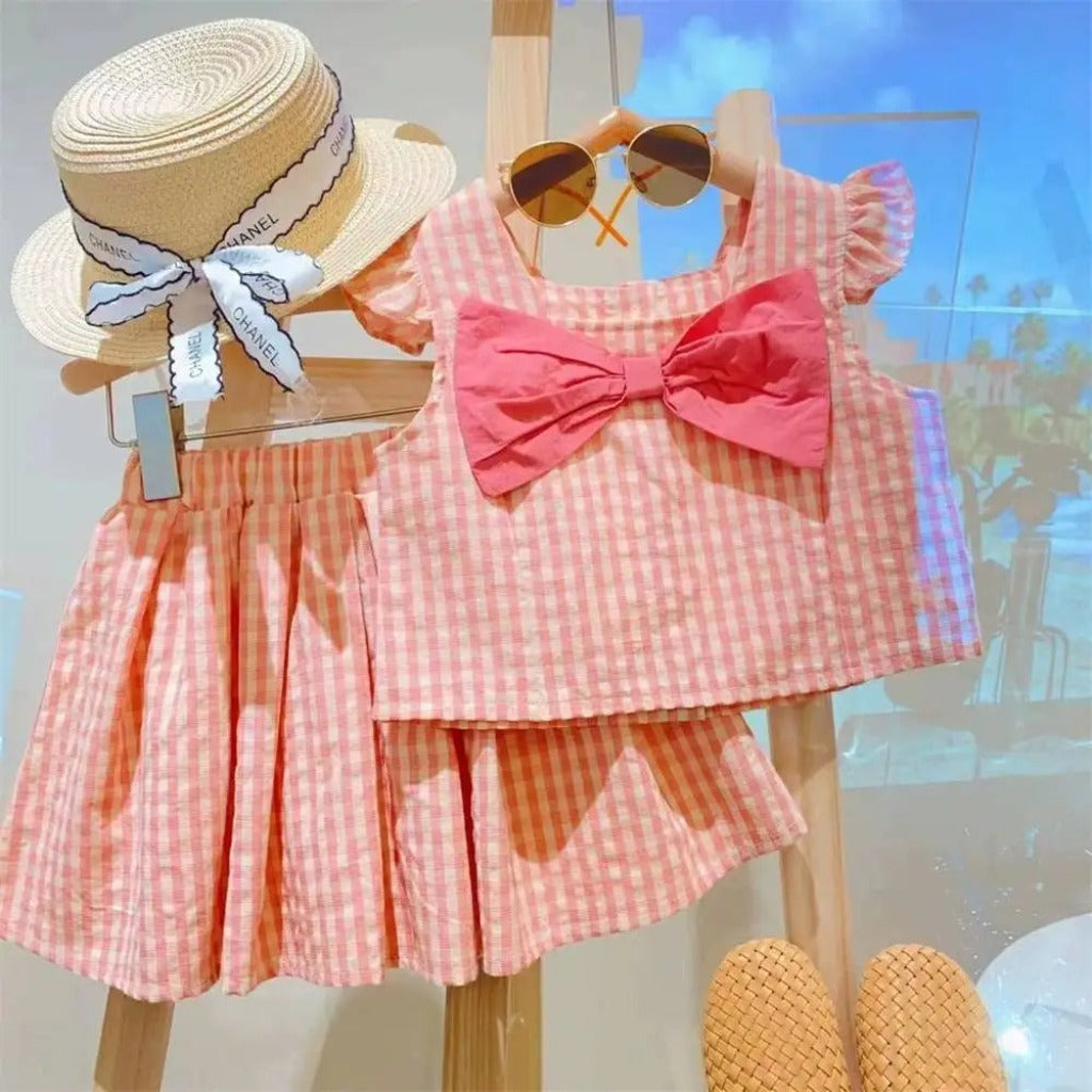 ONEAKIDS Baby & Toddler Outfits Peachy Pink Matching Skirt and Top Girls' Set