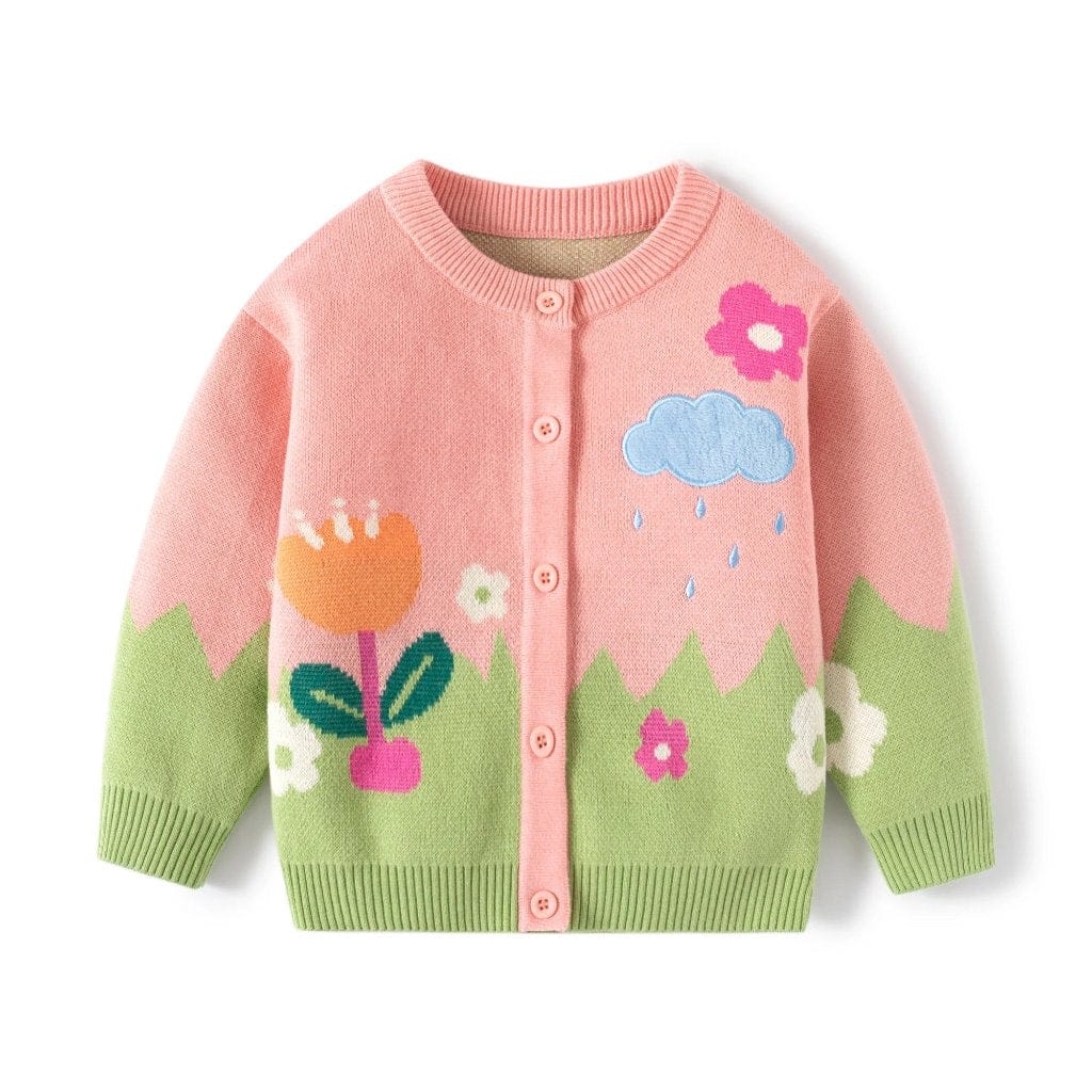ONEAKIDS Baby & Toddler Outfits PINK / 12-18M Little Girls' Floral Cardigan in Pink
