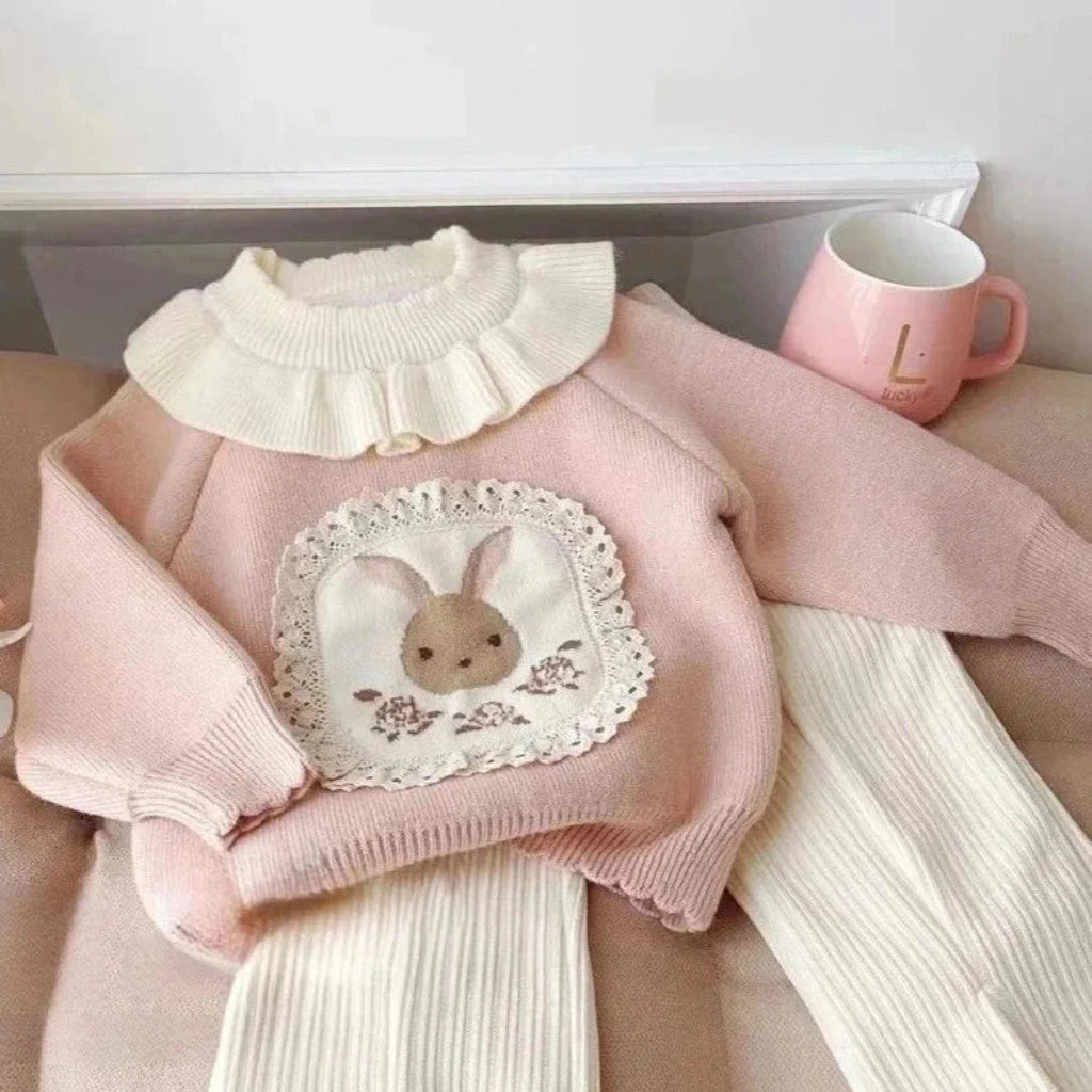 ONEAKIDS Baby & Toddler Outfits PINK / 12-18M Vintage Bunny Wool Girls' Sweater