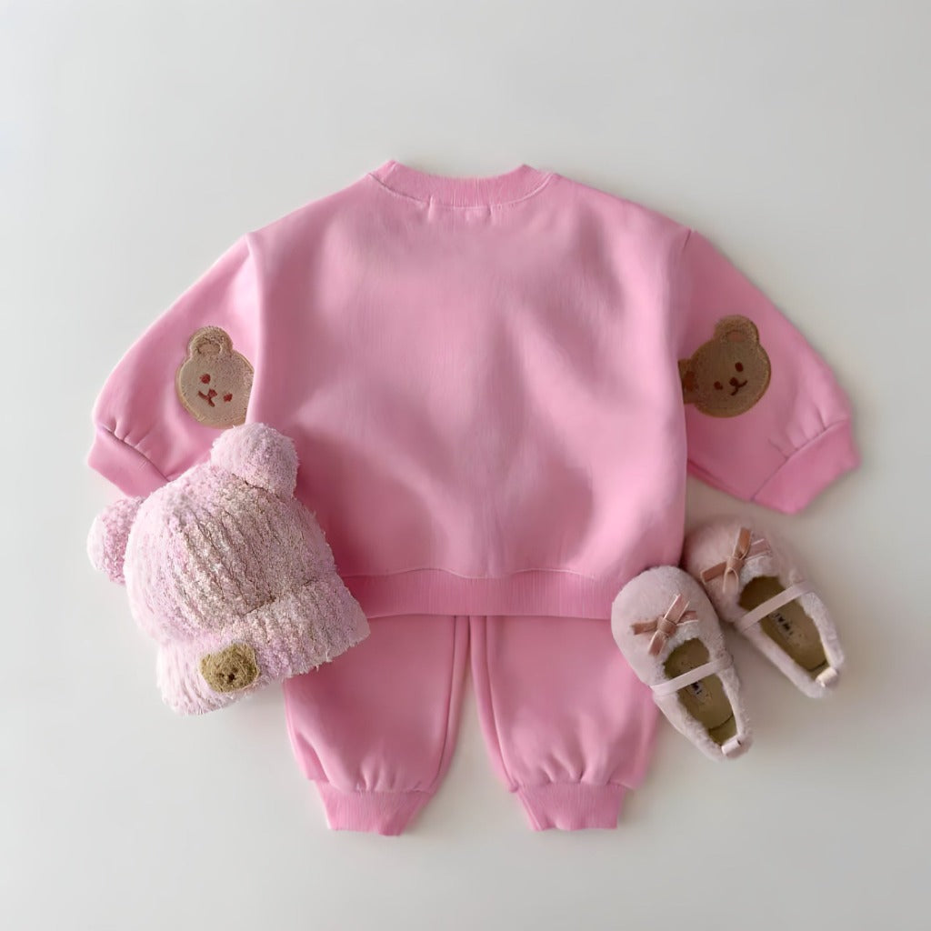 ONEAKIDS Baby & Toddler Outfits PINK / 9-12M Bear Sleeves Unisex Sweatshirt and Sweatpants Set