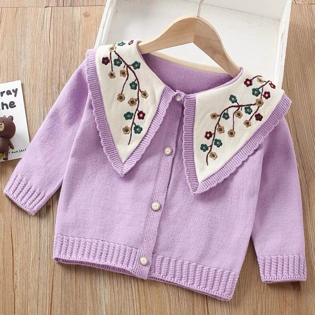 ONEAKIDS Baby & Toddler Outfits PURPLE / 2T Floral Knitted Cardigan