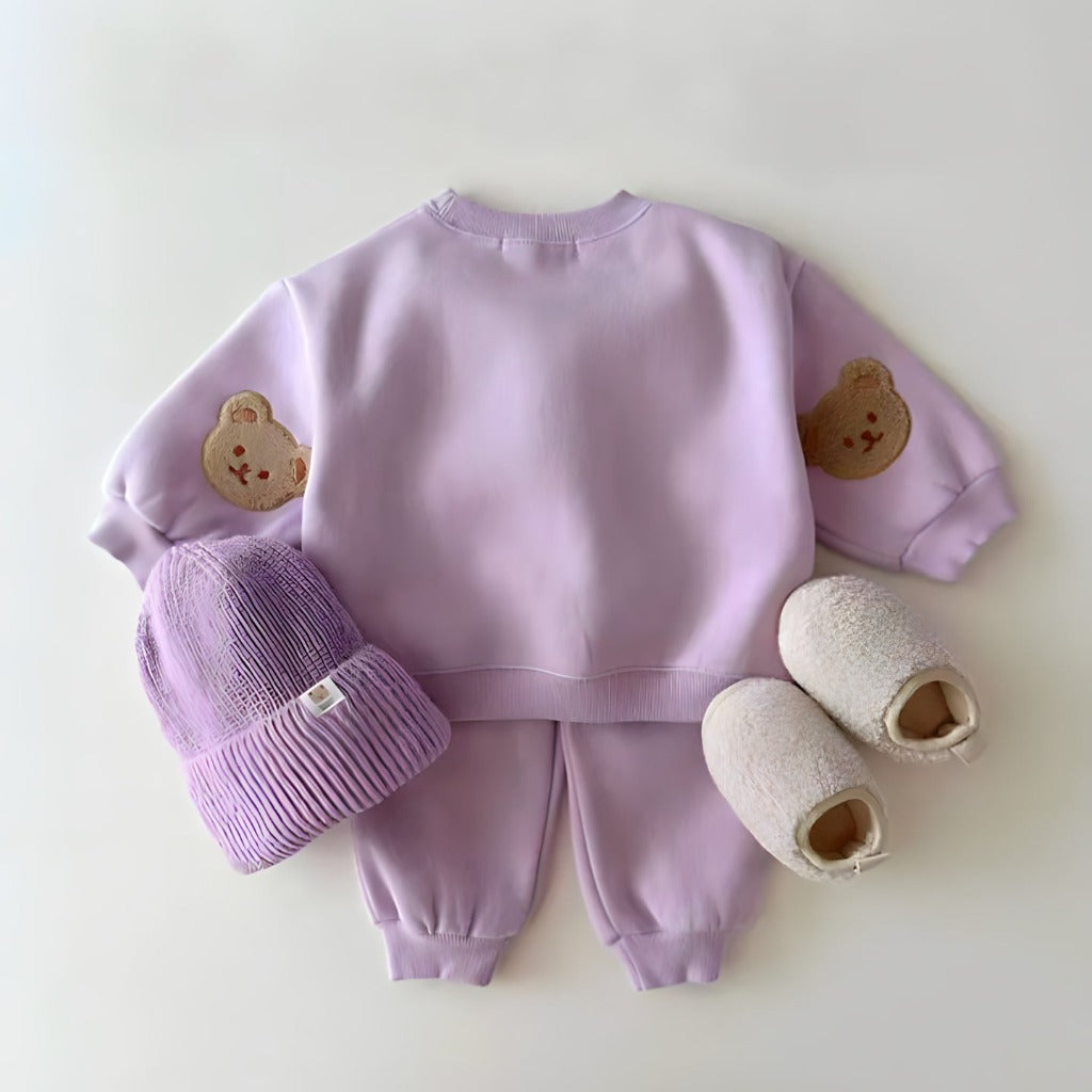 ONEAKIDS Baby & Toddler Outfits PURPLE / 9-12M Bear Sleeves Unisex Sweatshirt and Sweatpants Set